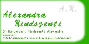 alexandra mindszenti business card